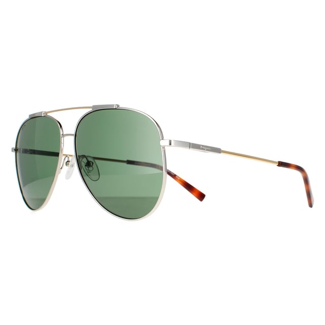 Salvatore Ferragamo Aviator Unisex Gold Tortoise Green SF265S  Salvatore Ferragamo are a aviator style crafted from lightweight metal. A double bridge design, silicone nose pads and plastic temple tips ensure all day comfort. The Ferragamo logo is engraved in the slender temples for brand authenticity.