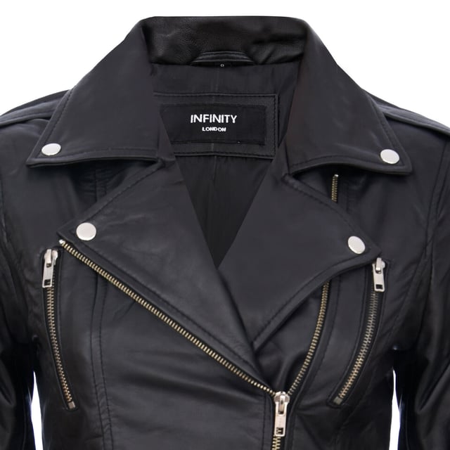 Introducing our best-selling double-breasted biker jacket, a true epitome of style and functionality. Crafted with precision, this jacket is designed to enhance your wardrobe with its sleek features and silhouette, ensuring you stand out effortlessly. Here's why it's a must-have:  
Distinctly Stylish: The jacket's sleek design creates a distinct and fashionable appearance that's perfect for any occasion.
 
Ample Storage: Featuring multiple zip pockets on the front, this jacket not only adds character but also provides extra storage for your essentials.
 
Flamboyant Details: The wide notched lapel and shoulder epaulettes add a touch of flamboyance, fastened down securely with press studs for a polished look.
 
Tailored Fit: Buckle tabs at the hips allow for a comfortable, tapered fit, accentuating your silhouette, complemented by the jacket's slim design. Color Variety: Available in a wide array of colors, you can choose the one that matches your personal style.  Crafted from 100% premium ultra-soft nappa leather and lined with a premium polyester blend, this jacket offers both luxury and comfort. With an off-centered YKK zip fastening, this jacket is as functional as it is stylish, making it a versatile addition to your wardrobe