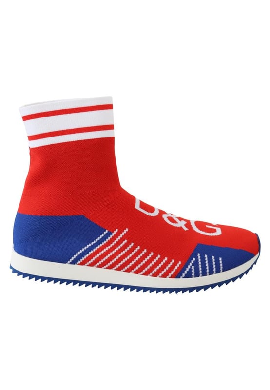 Dolce & Gabbana Men's Blue Red Sorrento Logo Sneakers Socks Shoes