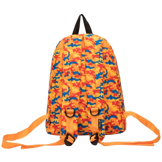Our medium-sized backpack made in our Contore nylon fabric. This lightweight backpack has plenty of internal space as well as an external front single pocket and internal laptop sleeve (fits 13 inch Macbook Pro) for you to organise all your essentials. It's stylish design is discreet and adaptable enough to style with any outfit. The perfect bag for your every day commute or casual day-trip. Features: , Water Resistant, 13 inch padded laptop sleeve, Zip top opening to main compartment, Single front zip pocket with webbing loops, Internal zip pocket for smaller valuables, 2 Internal mobile phone slip pockets - Fits normal and plus size smart phones, 3 Internal pen slip pockets, ARTSAC seal of approval rubberised patch logo, Ergonomic contoured back panel, Adjustable padded backpack straps, Top grab handle, Medium model Style Ref: 52007 ORANGECAMO