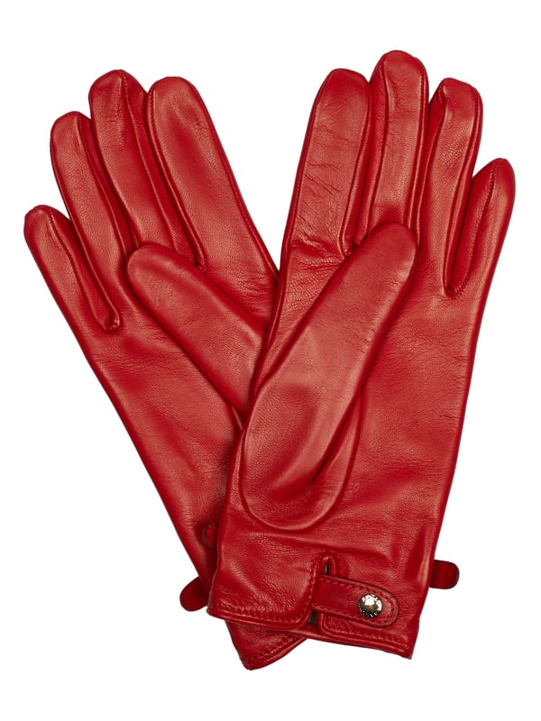 100% piel de cordero; Guante bally; Modelo: 59900224005 F182; Mano de obra de alta calidad; Alimentado; botón de presión; Detalles del logotipo de Bally.