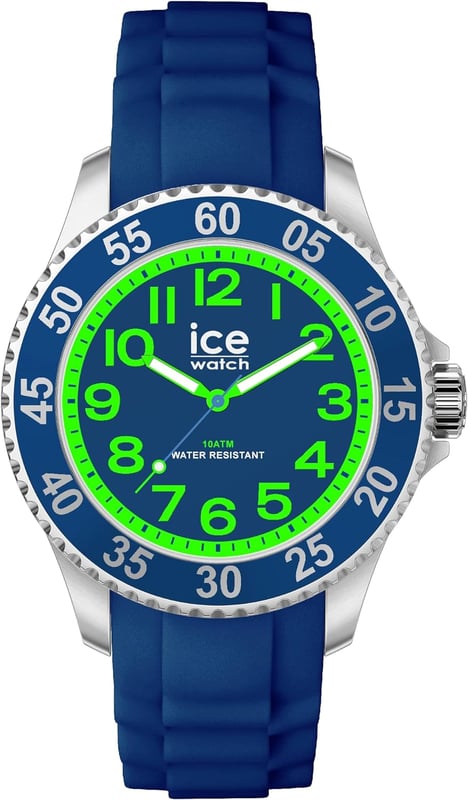 This Ice Watch Ice Steel - Spaceship Analogue Watch for Child is the perfect timepiece to wear or to gift. It's Silver 35 mm Round case combined with the comfortable Blue Silicone watch band will ensure you enjoy this stunning timepiece without any compromise. Operated by a high quality Quartz movement and water resistant to 10 bars, your watch will keep ticking. This watch with a super soft silicone strap, will add a flash of vibrant style to all your outfits! This Analogue watch has a Calendar function: Date , Luminous Hands and Luminous Numbers High quality 16 cm length and 19 mm width Blue Silicone strap with a Buckle Case diameter: 35 mm,case thickness: 11 mm, case colour: Silver and dial colour: Blue