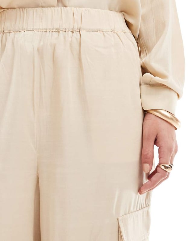 Trousers & Leggings by Vila Part of a co-ord set Shirt sold separately High rise Elasticated waistband Functional pockets Wide legSold By: Asos
