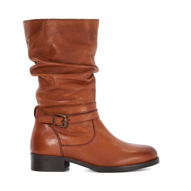 Crafted from premium leather, elevate your cold-weather collection with our Tasa mid-calf boots. Featuring a low block heel and ruched leather detailing, this style can be worn with everything from skinny jeans to tiered maxi skirts.