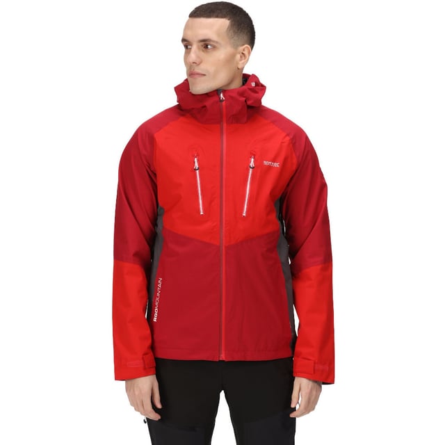 Waterproof and breathable Isotex 15000 stretch lightweight ripstop polyester recycled fabric. Recycled fabric made from approximately 7 plastic bottles (500ml size). Breathability rating 10,000g/m2/24 hours. Durable water repellent finish. Taped seams. Grown on technical wire peaked hood with adjusters. Brite Light hood torch technology. 2 x AAA batteries required - not included. Hi-tech water repellent centre front zip with inner zip and chin guard. 2 chest pockets with hi-tech water repellent zips. 2 lower pockets with hi-tech water repellent zips. Articulated sleeves for enhanced range of movement. Water repellent underarm ventilation zips. Adjustable cuffs. Adjustable shockcord hem. Reflective detail. Extol comfort stretch fabric. Stretch binding to collar, cuffs and hem. 2 zipped lower pockets.