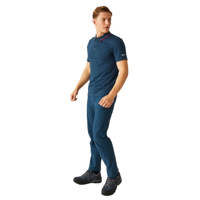 100% Cotton. Fabric: Coolweave. Design: Logo. Fastening: Button. Neckline: Contrast Stripe, Turn Down Collar. Sleeve-Type: Short-Sleeved. Fabric Technology: Breathable. 3 Button Placket. 160gsm. Sustainability: BCI Approved, Sustainable Materials. S: 38 in. M: 40 in. L: 42 in. XL: 44 in. XXL: 48 in. 3XL: 51 in. 4XL: 54 in. 5XL: 57 in.
