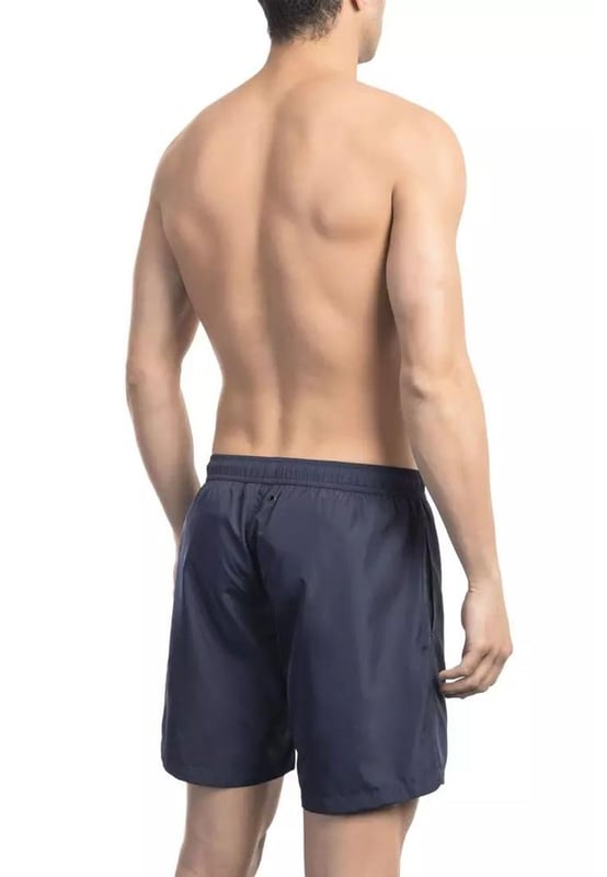Swim Shorts With Front Print On The Bottom. Side Pockets. Elastic Waistb  With Drawstring.