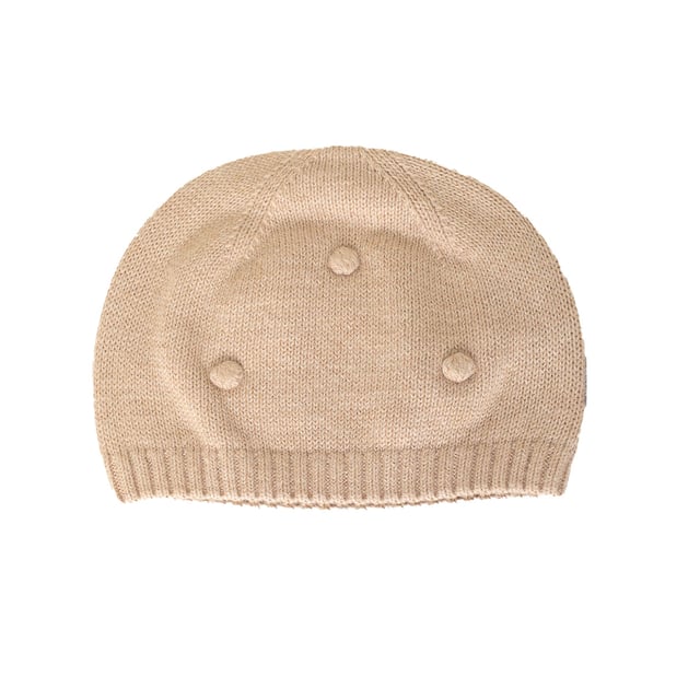 Tricot hat.
 Tassels on the front.
 Size equivalence:
 30 cm -- 0/1 MONTH
 35 cm -- 3 MONTHS
 42 cm -- 1/3 MONTHS
 46 cm -- 6/9 MONTHS
 48 cm -- 12/18 MONTHS
 50 cm -- 24/36 MONTHS
 53 cm -- 4/5 YEARS
 56 cm -- 6/8 YEARS
 Composition: 75% Cotton, 20% Polyamide, 5% Wool
 Care:
- Wash maximum at 30ºC.
 - Iron at medium temperature, max. 110ºC.
 - It is not allowed to use a dryer.
 - Do not use bleach.
 - Does not support dry cleaning.