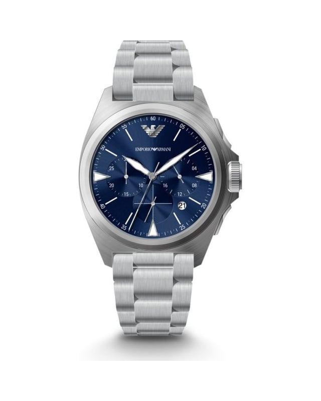 Emporio armani stainless steel analogue clock with crystal hour markers 2025