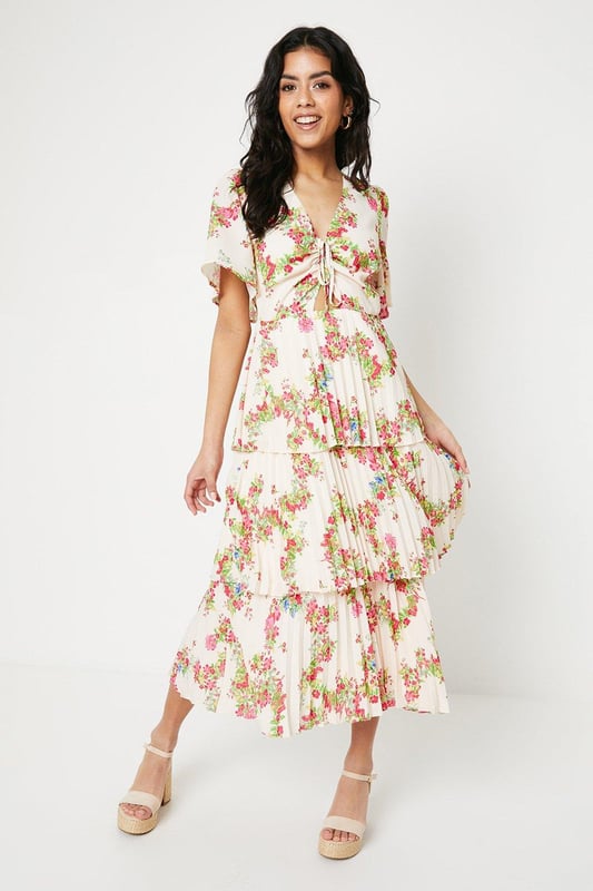 Pleated tiered dress best sale