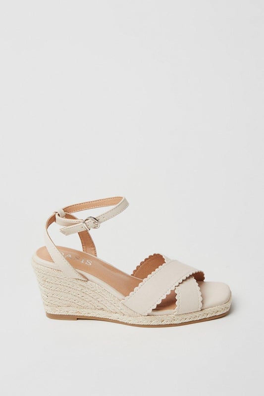 Cross strap espadrille wedges top