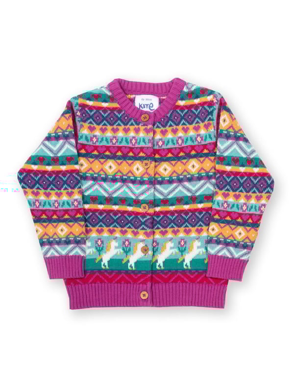 True to its name, the kaleidoscope cardi features an array of fabulous knit patterns and colours. The on-trend Fair Isle style design creates a super cute layer over so many of Kite's outfits this season, making it perfect for chillier days. Thanks to the magical unicorn intarsia design, this button-up cardigan is sure to be a new favourite.
