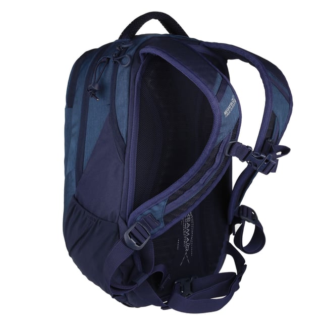 Fabric Technology: Hardwearing. Anti-Theft Zips, Breathable Mesh Panel, Carry Handle, Daisy Chain Webbing, Front Zipper Pocket, Laptop Pocket, USB Connector, Vented Shoulder Straps, Walking Pole Holders, Webbing Stripes, Zip Pullers. Capacity: 20L. 45 x 25 x18 cm
