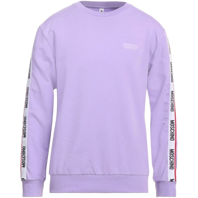 Moschino Purple Sweater, Elasticated Sleeve Ends and Waist, Crew Neck Jumper, 95% Cotton, 5% Elastane, Branded Tape Around The Arms, Moschino Collection, Regular Fit, Fits True To Size, Regular Fit, Fits True To Size, Taped Shoulder, Monotone Logo On Chest
