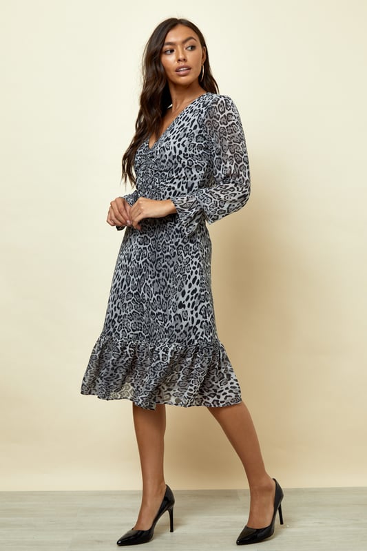 Leopard fit and flare sales dress