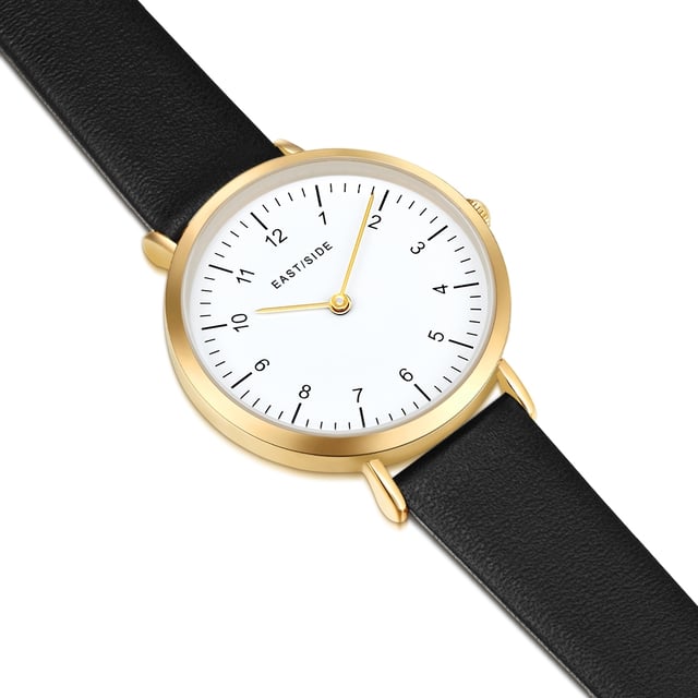 Do you like urban styles, but like to rely on traditional values ??at clocks? Then this women's watch in the Eastside label is the right choice. It combines the modern zeitgeist of the New York district of the same name with a classic watch look. The stylish accessory scores with a reduced dial, simple barnice with Arabic numerals and slim bars. The IP-finished housing in warm yellow gold and a smooth, soft, real leather bracelet with a thorn lock fit harmoniously into the reserved design concept. A precise quartz clock and hardened mineral glass complete the high-quality equipment and make the watch a popular everyday companion.