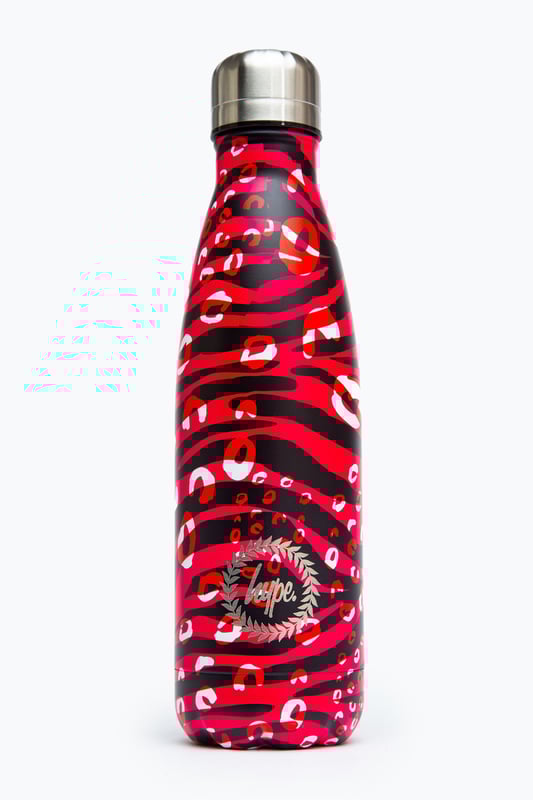 Keeping you hydrated, in style. Meet the HYPE. pink & black zebra metal reusable bottle, perfect for when you're on the go. Designed in Aluminium to ensure your water stays ice-cold and for chillier days, keeping your oat milk latte warm for longer. Why not grab one of our lunch bags or backpacks with a bottle holder to complete the look, we suggest grabbing the matching set.