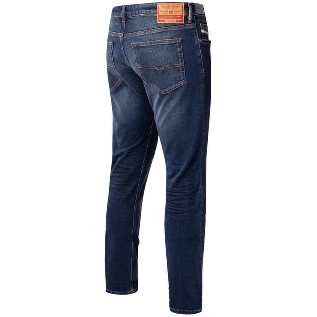 Diesel Blue Denim Pants , Button Fly, Button Fasten, 99% Cotton, 1% Elastane Stretch Denim , Slim Fit, Tapered Leg, Dark Blue Style, Branded Coin Pocket, Diesel Branded Badge