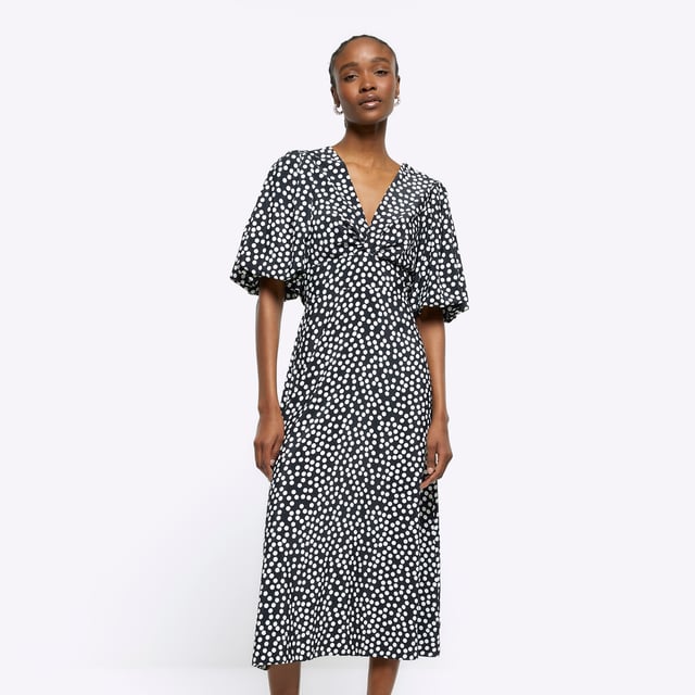 River island black spot dress on sale