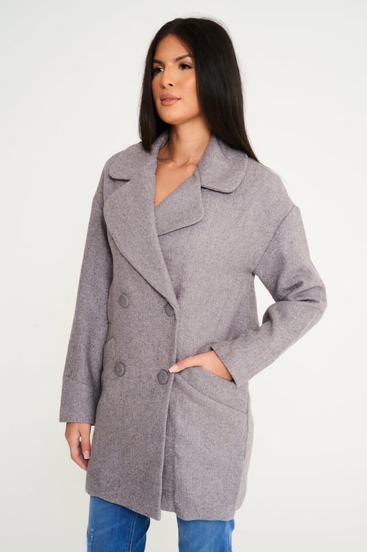 Women's Elle Wool Reefer Jacket in Grey