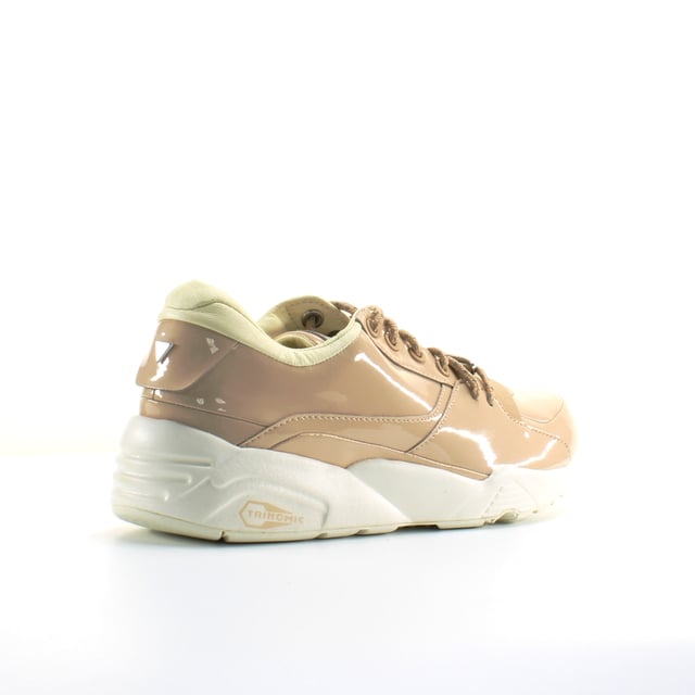 Puma Trinomic R698 Nude Patent Leather Womens Lace Up Trainers