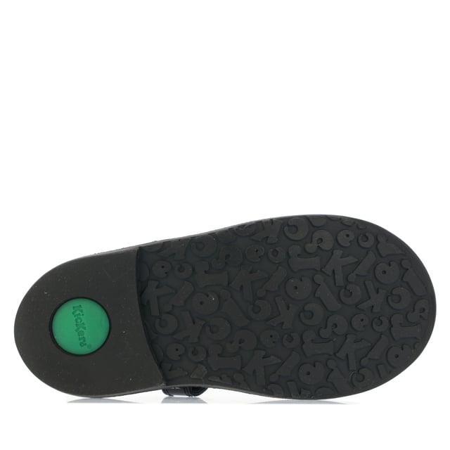 Infant Girls Kickers Adlar Heart Patent Shoe in black.- Leather upper.- Hook & loop strap fastening.- Branded tab and Kickers' debossed detailing at the heel.- Silver tone heart buckle.- Rubber sole.- Ref: 116240