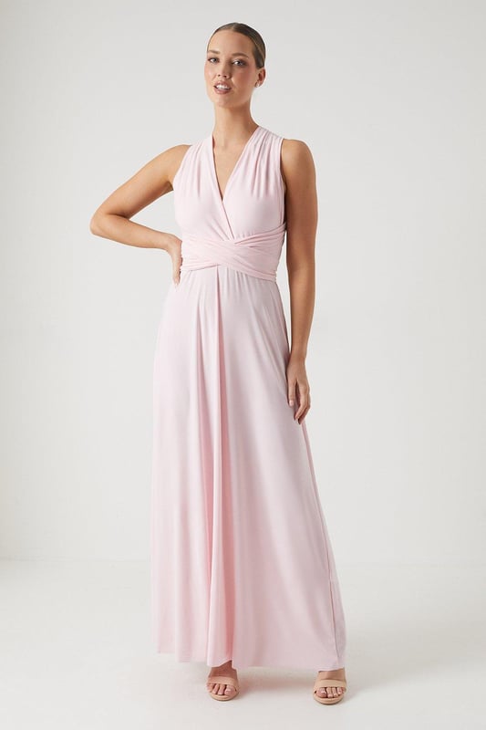 V neck draped jersey bridesmaid dress cheap
