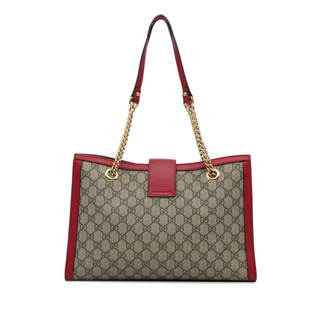 Vintage Gucci Medium GG Supreme Padlock Tote Bag Brown