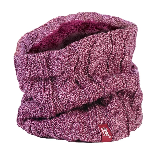 When it gets cold, your neck needs something to protect it from the wind and cold weather.Warmer than a regular scarf and less trouble too, this pretty cable knit Heat Holders neck warmer will keep your neck warm in the winter months. With its delightfully soft, warm and silky fur-like lining, this neck warmer traps the warm air close to the skin and keeps the neck and surround area insulated from the cold. The advanced, high performance Heat Holders insulating yarn helps protect against the cold and wicks away moisture to keep you dry and comfortable. The specially sculpted fit of this neck warmer drops low to contour around the chest, neck and chin for extra warmth and protection.
