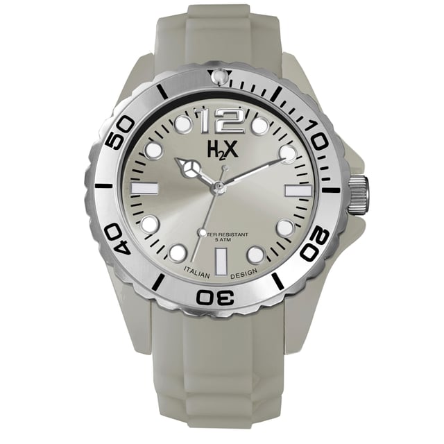 Haurex italy men's sc382uc2 reef silver luminous dial rotating bezel grey sil...