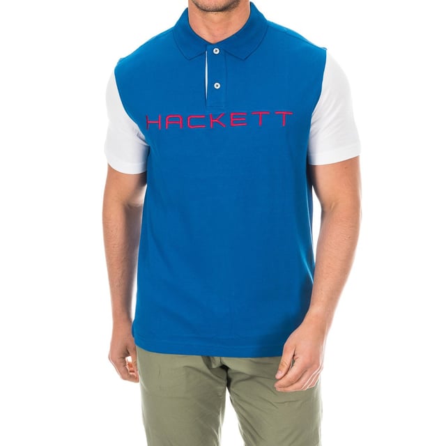 Short sleeve polo Hackett London.
 Lapel collar with ribbed finish.
 Half button closure.
 Signature embroidery at the top of the front.
 Comfortable and breathable fabric.
 Design with contrast sleeves.
 Seams seen in tone.
 Composition: 100% cotton
 Care:
Wash maximum at 30ºC.
 - Iron at medium temperature, max. 110ºC.
 - It is not allowed to use a dryer.
 - Do not use bleach.
 - Does not support dry cleaning.