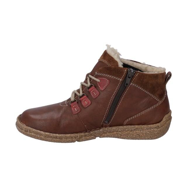 Herbst und Winter-Zeit ist Stiefeletten-Zeit. Genieße diese schöne Zeit im Jahr mit unserer braunen Damen-Stiefelette. Diese braune Stiefelette wird von uns aus einer geschmeidigen Leder-Kombination gefertigt. Die komfortable Schnürung gibt dem Fuß beim Gehen und Stehen besten Halt. Für die kalten Tage ist der Schuh mit hochwertigem Plüsch warm gefüttert. Die herausnehmbare Sohle kannst Du einfach wechseln. Die präzsie Handnaht zeichnet diese Stiefelette aus. Weite G ist die Komfortweite für alle normal gebauten Füße. Mit Neele 57 hast Du einen alltagstauglichen Begleiter für die Freizeit an Deiner Seite.