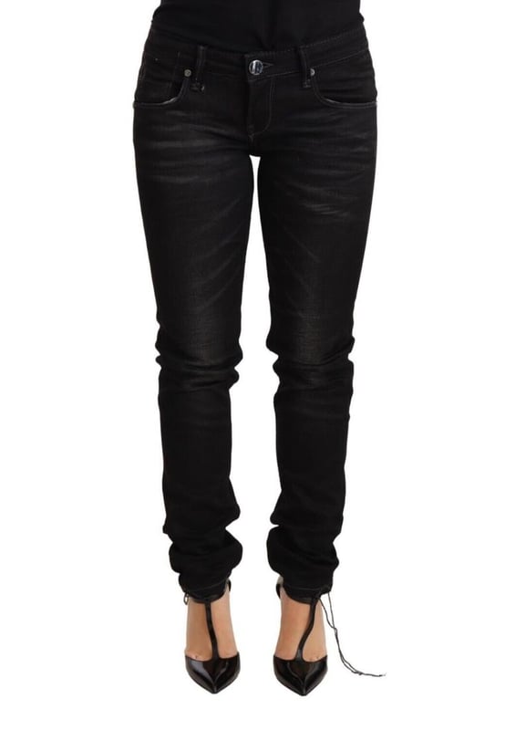 Brand: ACHT
  Condition: Brand new with tags
  Material: Cotton
  Color: Black washed
  Fit: Slim fit
  Waist: Low waist
  Style: Skinny denim
  Closure: Zipper and button
  Features: Logo details
  Gender: Women