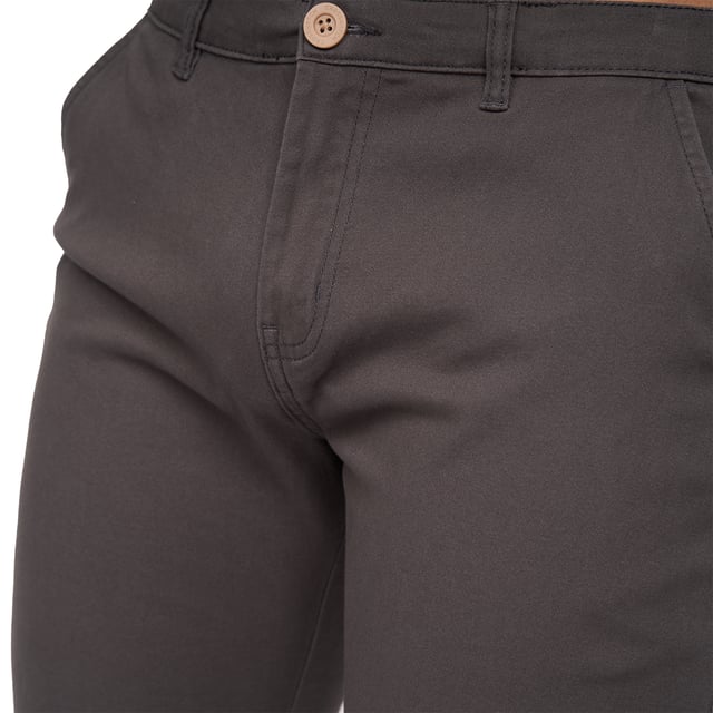 98% Polyester, 2% Elastane. Fabric: Canvas, Stretch. Design: Logo. Pockets: 2 Side Pockets, 2 Back Pockets, Jet Pocket, Buttoned. Fastening: Button, Zip Fly. Style: Chinos. Back Yoke, Belt Loops, Darted, Gripping Inner Waistband, Mock Horn Buttons, Self Fabric, Twin Needle Stitch.