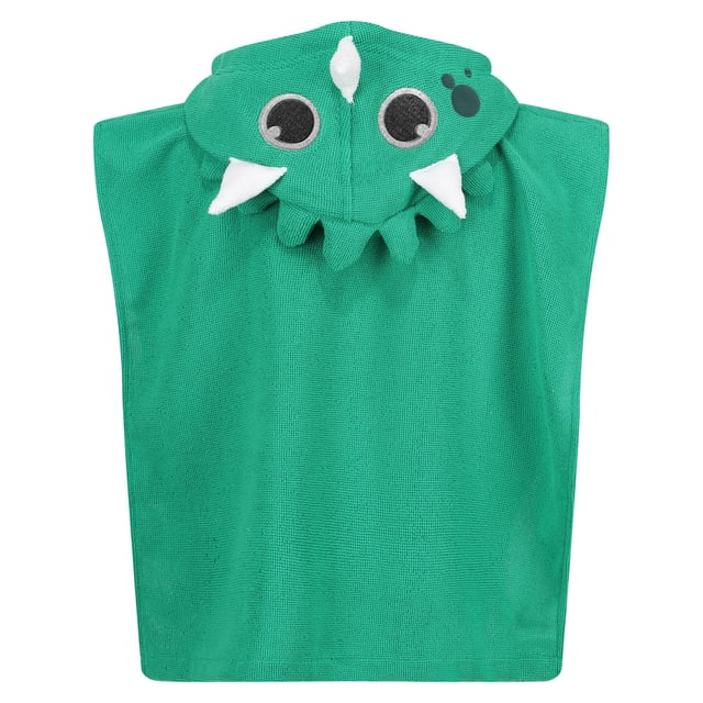 100% Polyester. Fabric: Towelling. Design: 3D, Dinosaur, Embroidered. 180gsm. Fastening: Pull Over. Hood Features: Sew-On. Sleeve-Type: Sleeveless.