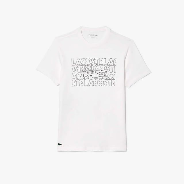 Mens Lacoste Sport Ultra-Dry Printed Sport T-shirt  Organic cotton  Regular fit  straight cut  Crew neck Print on front Silicone crocodile on front