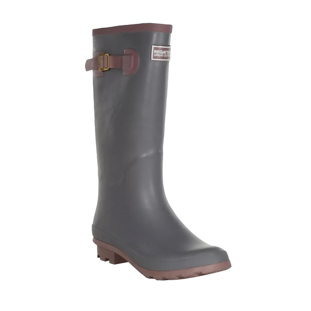 Regatta Womens/Ladies Ly Fairweather II Tall Durable Wellington Boots (Storm Grey/Lilac Chalk) 100% Rubber. Vulcanised natural rubber construction and comes with durable weather protection. These boots feature a new and improved fit, owing to the EVA comfort footbed. The rubberised outsole is hardwearing and has been built to last. These can also be worn under extreme cold conditions to keep the feet warm.