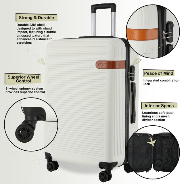 Upgrade your travel gear with our Hardshell Cabin Suitcase Set, designed to combine durability, style, and functionality. Whether for business trips or holiday adventures, this lightweight luggage set provides superior performance with a sleek and modern look.

Features:
Sturdy ABS Construction: Lightweight yet durable, offering excellent protection for your belongings.
8 Smooth Dual Wheels: Effortless 360° maneuverability for stress-free travel through airports and busy streets.
Secure Combination Lock: Built-in 3-digit lock for enhanced safety and peace of mind.
Telescopic Handle: Ergonomically designed for comfortable handling.
Fully Lined Interior: Equipped with elasticated tie-down straps, a zippered divider, and a mesh pocket to keep your items organized.
- Sizes and Specifications:
Cabin:
Dimensions: 36 x 22 x 56 cm
Weight: 2.40 kg
Capacity: 40L
Medium:
Dimensions: 42 x 25 x 66 cm
Weight: 3.40 kg
Capacity: 61L
Large:
Dimensions: 48 x 28 x 75 cm
Weight: 4.20 kg
Capacity: 90L
The timeless design ensures elegance while making your luggage easy to spot. Whether traveling light with the cabin size or packing for a long trip with the medium and large, this set is tailored to suit all your travel needs.

Note: This product is a Set of 3 Sizes (Small (Cabin), Medium, & Large).