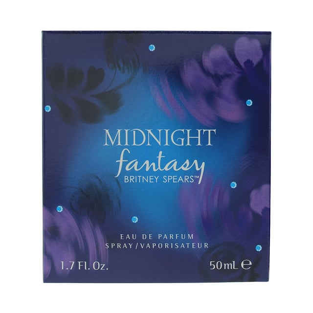 Midnight Fantasy is a floral fruity fragrance for women, which was created by Caroline Sabas and launched in 2006 by pop icon Britney Spears. The fragrance was the fourth to be launched from Britney's line and was targeted towards a younger audience. The fragrance contains top notes of Plum, Sour Cherry and Raspberry; middle notes of Orchid, Iris, and Freesia; with base notes of Vanilla, Amber and Musk. The scent is fruity, fresh, clean and sweet, with something of an edible like charm to it. The scent is suitable all year round, but shines in the cooler weather, which helps to subdue some of the sweetness.