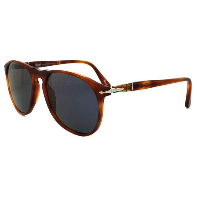 Persol Sunglasses 9649 96/56 Terria di Siena Tortoise Blue are a slimmer version of the massively popular 0649 model with the Victorflex flexible bridge with one of the very first keyhole shaped bridge designs copied here. This Terra Di Sienna model is from the vintage collection with vintage acetate and the techniques that made them revived for an authentic and extremely high quality finish.