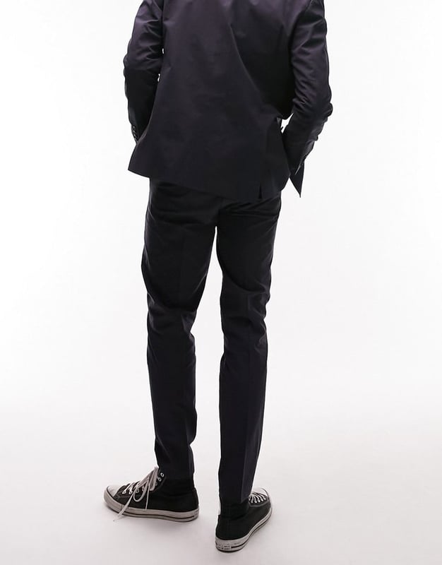 Topman slim suit trousers in navy