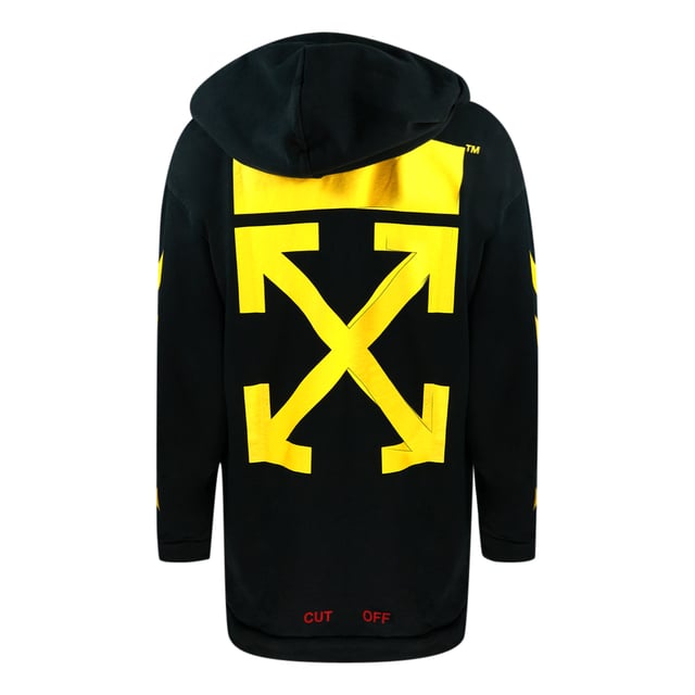 Off White Printed Annunciazione Logo Long Black Hoodie
