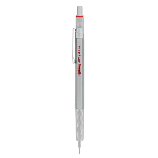 Rotring 600 Mechanical Pencil Silver Barrel Drafting 0.7mm For School