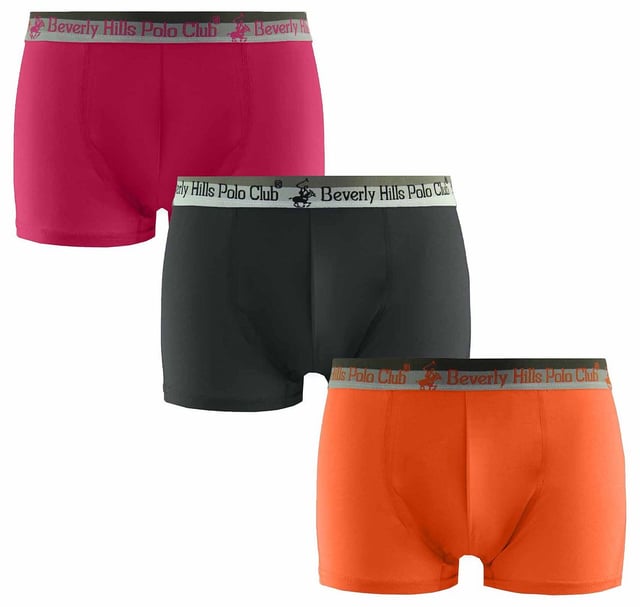 Beverly Hills Polo Club 3-Pack Stretch Waist Pink Black Orange Trunks M005 HT 016SW