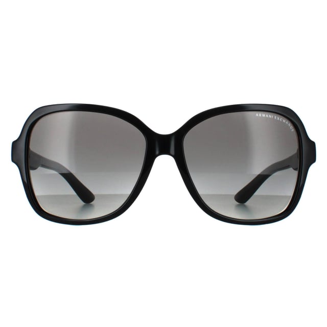 Armani Exchange Butterfly Womens Shiny Black Grey Gradient AX4029S  Sunglasses effortlessly fuse contemporary elegance with urban chic. Their sleek frame embodies a perfect blend of modern design and timeless sophistication, perfect for any occasion.