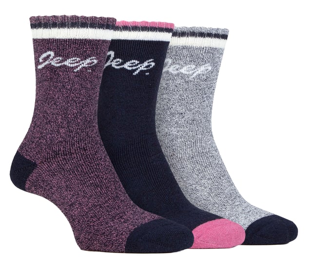 Womens Walking Boot Socks Jeep Breathable Ribbed Full Cushion