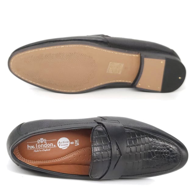 With a sleek design featuring premium textured leather and an almond-toe, the Sutton Penny Loafers are the perfect shoes to add a touch of refinement to any occasion.