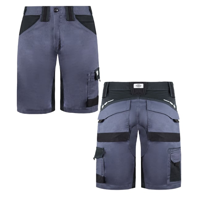Perfectos para trabajar en climas cálidos, los pantalones cortos Dickies GDT Premium son un producto popular y ligero para los meses de verano. Disponibles en una gran variedad de colores a juego con la colección GDT Premium y nuestras otras gamas de productos para climas cálidos. Estos pantalones cortos incorporan un bolsillo cargo CORDURA®, bolsillos en las caderas, trabillas anchas y un refuerzo elástico en la entrepierna.
 
Las prendas Dickies FLEX están diseñadas para proporcionar un confort superior gracias a la inclusión de tejido elástico para una mayor movilidad.