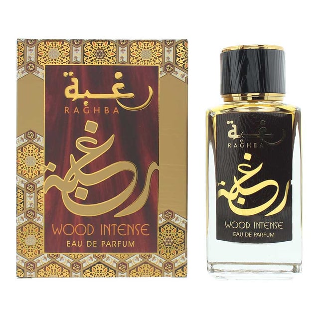 Raghba Wood Intense, launched in 2014, is an Amber Woody fragrance for men by Lattafa Perfumes. Perfect for Fall and Winter, this fragrance is worn during the evening and contains top notes of Caramel, Licorice, Guaiac Wood and Cedar. Middle notes of this fragrance are Agarwood (Oud), Sugar, Sandalwood and Cashmere Wood with base notes of Incense, Vanilla, Amber, Oakmoss and Musk.