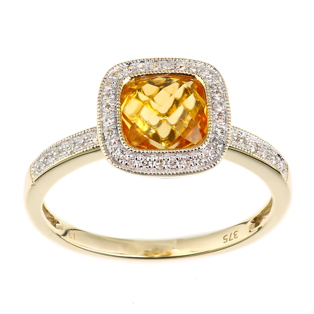9K (375) White Gold: 1.9gr; # Diamond: 0.13ct; # Citrine: 1.2ct